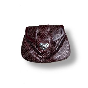 Brighton Vtg Snake Skin Small Evening Bag - Deep Burgundy